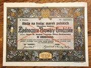 AKCJA na 1000 Marek Polskich Zjednoczone Browary Grodziskie Grodzisk 1921