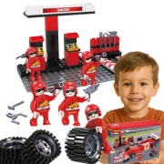 Klocki Wyścigówka F1 Pit Stop Figury Auto Formuła Prezent 6+