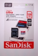 Karta pamięci MicroSDXC Sandisk  Ultra 128GB-140MB/s.Bez adaptera. 