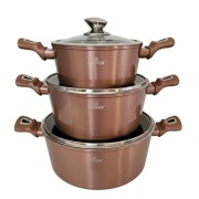 NOWY ZESTAW GARNKÓW MARMUROWYCH – 3 SZT. + POKRYWKI