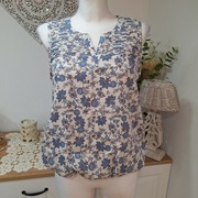 M&Co Petite bluzka 12 40 bez rękawów kwiaty dekolt V plisy letnia