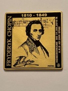 Chopin. Klipa mosiądz 50X50 mm. Gyges
