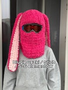 Miękka Zimowa Kominiarka na Kask Narciarski Unisex Długie Uszki Stich