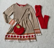 Cynthia Rowley komplet sukienka getry torebka brąz jesień jabłko 7/8l 128