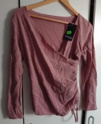 Sweter Różowy z boku drapowany wiązany zakładany Uni