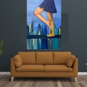 obraz "Nad przepaścią" 100x70 - olej i akryl na płótnie