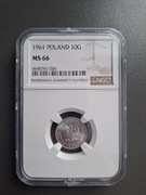 10 groszy 1961 r. NGC MS 66