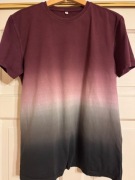 T-shirt męski M różowo-zielony cieniowany bawełna 