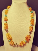 Naszyjnik BURSZTYN Bałtycki Turkus Pszczoły 47+6cm