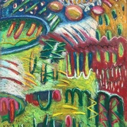 Abstrakcja "SPACER PO LESIE" pastel olejny