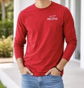 Hollister longsleeve czerwony męski t-shirt z długim rękawem