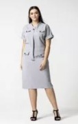 Popielata biznesowa sukienka ozdobne patki 44/46