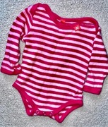 Body długi rękaw 62 wełna merino merynos paski róż