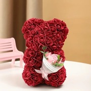 MIŚ Z RÓŻ Z BUKIECIKIEM 25CM DLA KOBIETY DZIEWCZYNY URODZINY NA DZIEŃ MATKI