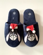 DISNEY Klapki KAPCIE 38/39 Granatowe na Święta Mikołaj Kłapouchy Jak NOWE