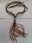 Naszyjnik rękodzieło opalizujące paciorki 12 sznurów retro vintage! 