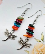 Ważki ważka kolczyki naturalne kamienie półszlachetne artystyczne handmade