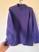 oversize sweter z grubszym splotem Luźny fason z wywijanym półgolfem,