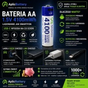 Akumulatory AA 1,5 V Li-ion (1 szt.) Aplic 4100 mWh ładowane przez USB-C