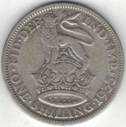 Wielka Brytania 1 szyling shilling 1935 - 23,59 mm - srebro Ag - nr 2