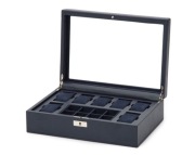 Pudełko na zegarki WOLF Howard Blue 7 zegarków i spinki