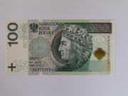 Banknot obiegowy 100zł seria AA 2012 - UNC