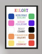 Plakat montessori edukacyjny kolory w ramie a3 (29,7x42) wzory