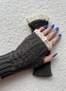 Antracytowe mitenki, rękawiczki bez palców 