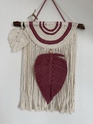 Mała makrama kremowo - bordowa