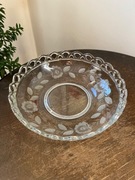 Duży talerz misa PRL szkło szlifowane