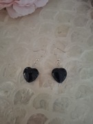 Kolczyki handmade srebro z naturalnych kamieni serce noc kairu 