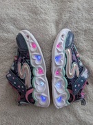 Granatowe kolorowe świecące buty na rzepy w serca sneakersy Skechers 23