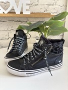 Vintage oryginalne buty Mustang 39 ocieplane czarne zima jesień sneakersy