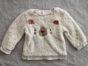 Pluszowa ecru kremowa haftowana bluza miś Next 74 - 80