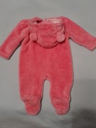 Kombinezon 62, 68 różowy z uszami wiosenny, pajacyk róż