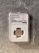 2 złote 1936 Port Gdynia Żaglowiec NGC AU55 srebro patyna