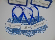 Zawieszki na wódkę weselną 30szt szafirowe niebieskie srebrne