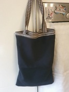 czarna TORBA na ramię dokumenty poliester A4 mocne rączki pepitka 32*43cm