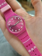 Zegarek swatch gent dziewczęcyróżowy w serduszka