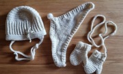 Czapka, chustka, rękawiczki,wełna merino,12-18 msc