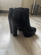 używane kobiece szpilki Buty botki na wysokim obcasie czarne z ekoskóry