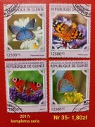 Znaczki fauna:35: motyle, owady- Gwinea 2017r 