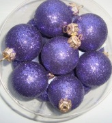 Bombki szklane 40mm 15szt fioletowe brokatowe kolory  