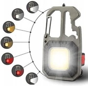 MOCNA LATARKA LED  BRELOK WIELOFUNKCYJNA KIESZONKOWA MULTITOOL 