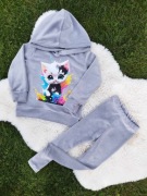 Nowy welurowy komplet dziecięcy z kotkiem handmade