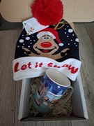 Zestaw prezentowy święta mikołajki kubek świąteczny czapka renifer