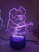 świnka lampka LED z pilotem. Personalizacja