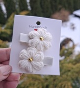 Mini spinki spineczki do włosów handmade 2 szt. szydełkowe kwiatki 