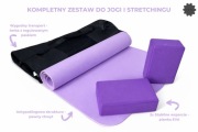 Antypoślizgowa MATA DO JOGI Zestaw 4w1 + 2x KOSTKA Joga Block + TORBA
