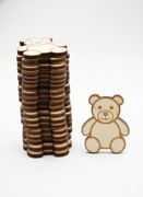 Zestaw 20 szt. – Drewniany dekor Miś ze sklejki 3 mm, grawerowany laserowo